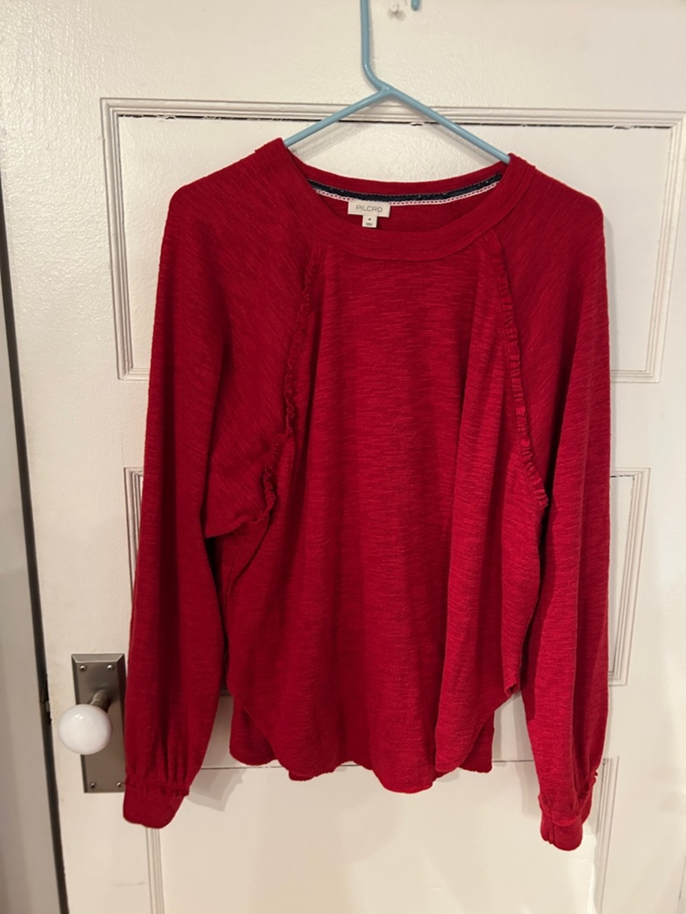 Anthropologie Pilcro Bright Red Raglan Long-Sleeve Knit Top